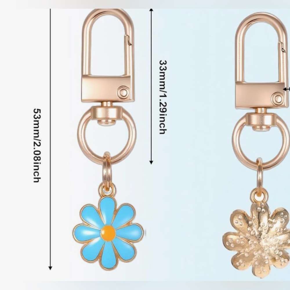 Gold and Blue Flower Bag Charm 🩵